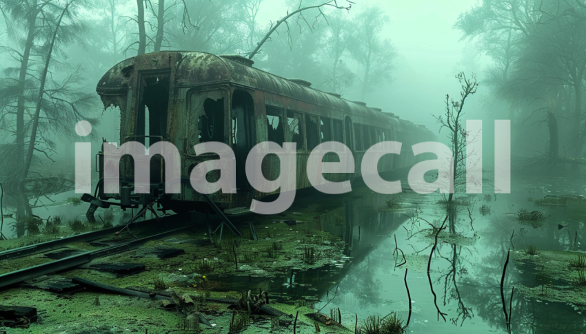 Cspreeti Front view of a broken carriage half submerged in th 3515e8c2 cd78 4745 af6a fe73a4adeb54 0