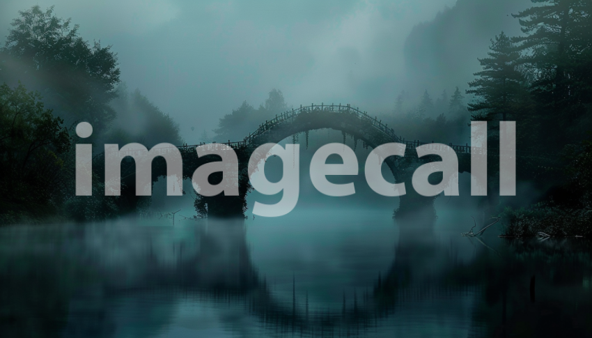 Cspreeti Front view of a mist covered bridge arching over dar 45d4a4e0 9087 4d4a af60 00aefd1a144c 3