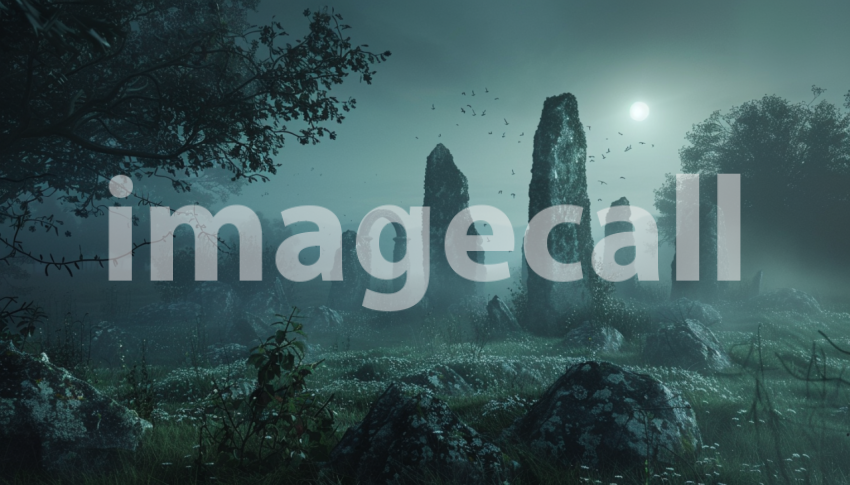 Cspreeti Front view of a stone circle enveloped in mist where 0a72e151 726b 4694 8af6 49d752e7977e 3