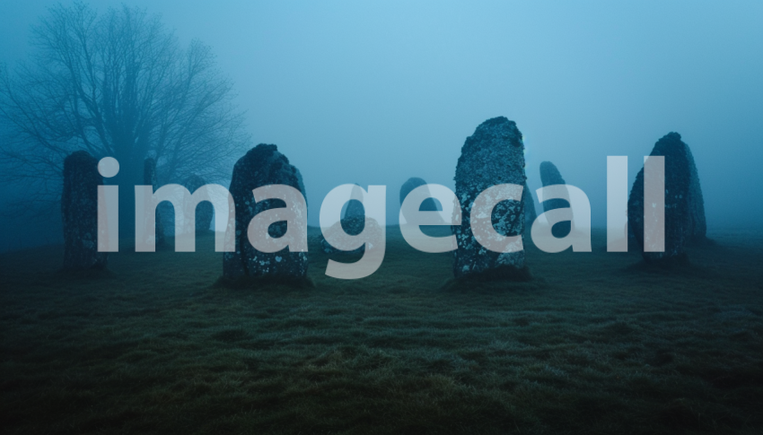 Cspreeti Front view of a stone circle enveloped in mist where 0a72e151 726b 4694 8af6 49d752e7977e 1