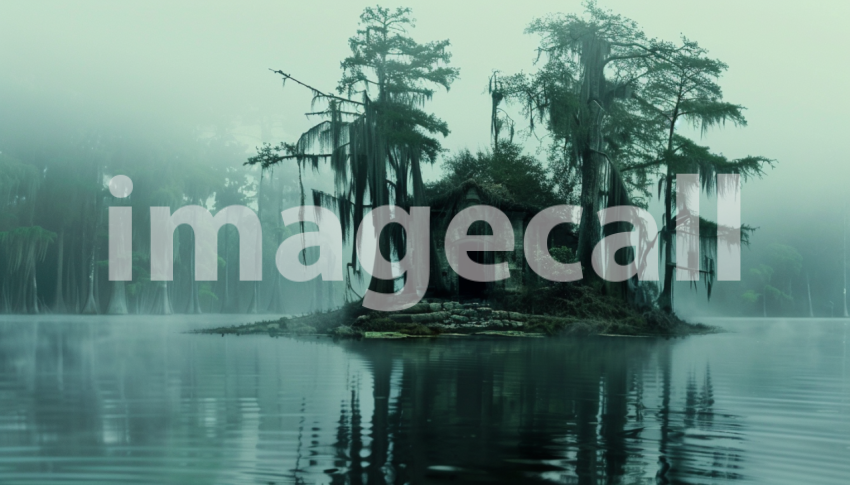 Cspreeti Front view of a small misty island rising from the s 544aad1a ed75 4540 805e 95bcfb0c8e0a 3