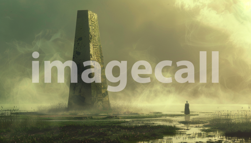 Cspreeti Front view of an ancient obelisk inscribed with forg 428a3a18 5e95 4c4b 8512 ca4b7d5547bf 0