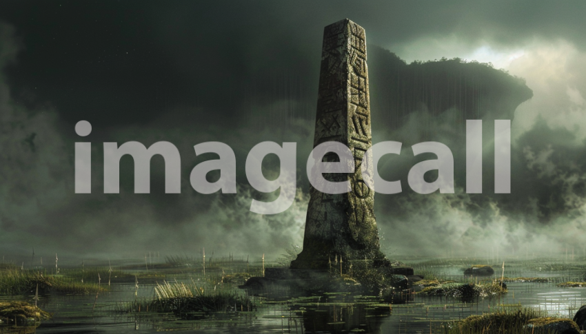 Cspreeti Front view of an ancient obelisk inscribed with forg 428a3a18 5e95 4c4b 8512 ca4b7d5547bf 1