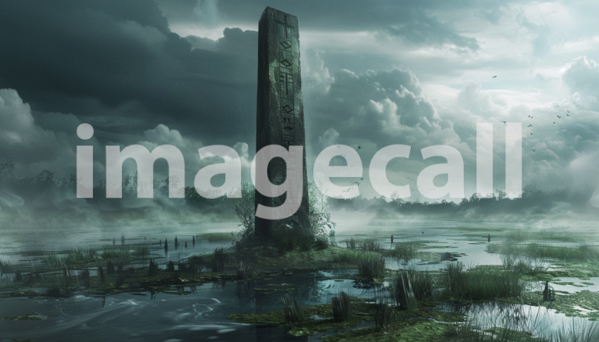 Cspreeti Front view of an ancient obelisk inscribed with forg 428a3a18 5e95 4c4b 8512 ca4b7d5547bf 2