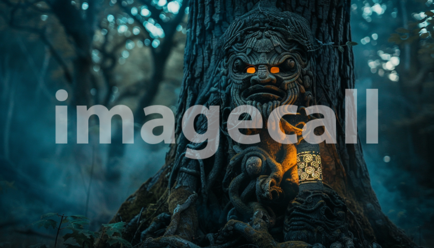 Cspreeti Front view of a mystical totem pulsating with an anc ab4d0d02 399e 4687 8660 64ec09de7606 2