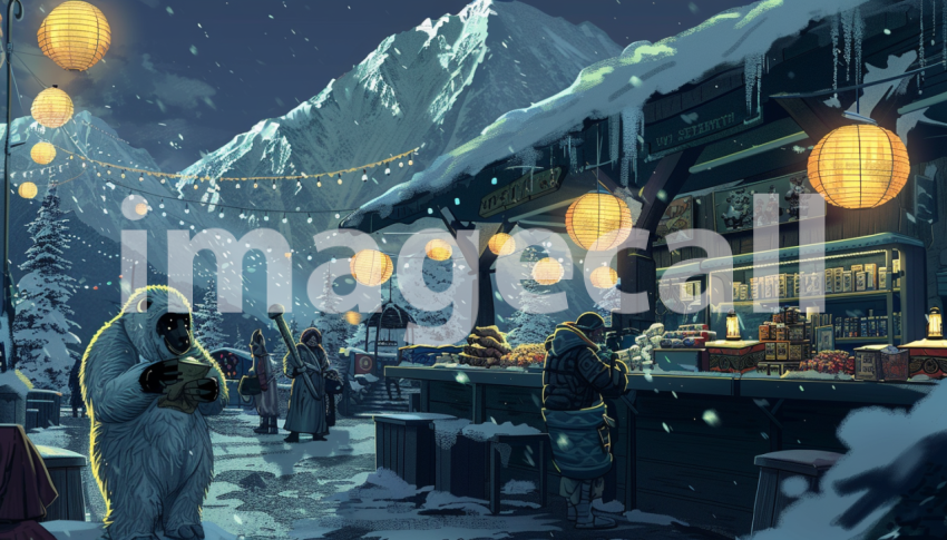 Cspreeti Digital illustration of a bustling Yeti marketplace  9944708e ed71 49fc b0f3 cb962aa4db7c 0