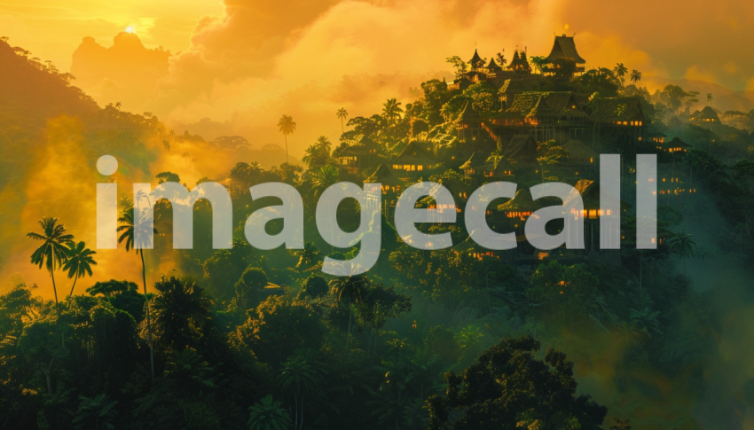 Cspreeti Digital illustration of a hilltop village at dawn wi eac4efca 7ab1 4340 b76f 8a6b85c93e1d 3