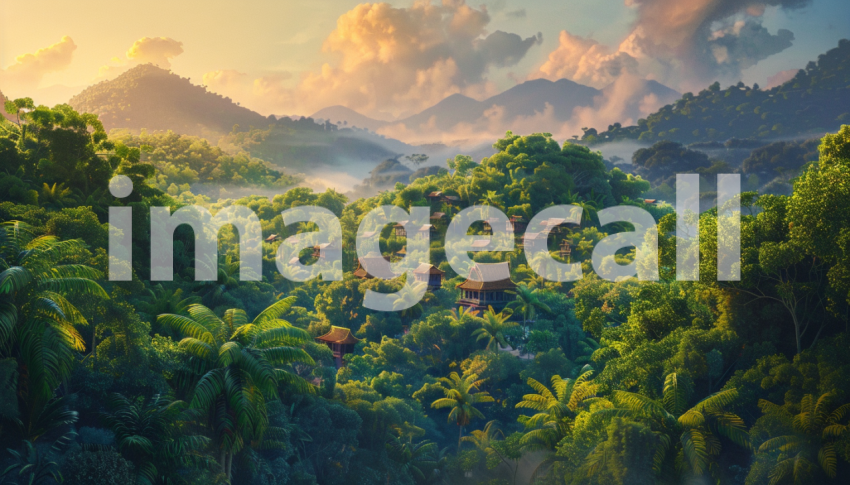 Cspreeti Digital illustration of a hilltop village at dawn wi eac4efca 7ab1 4340 b76f 8a6b85c93e1d 1