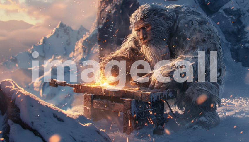 Cspreeti Digital illustration of a Yeti blacksmith forging to 6dec7559 a329 4992 887e ccf618b49893 2