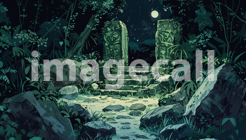 Cspreeti Digital illustration of an ancient stone altar hidde 960a3c94 fbb5 4016 85b6 71a8c4b95b8f 2