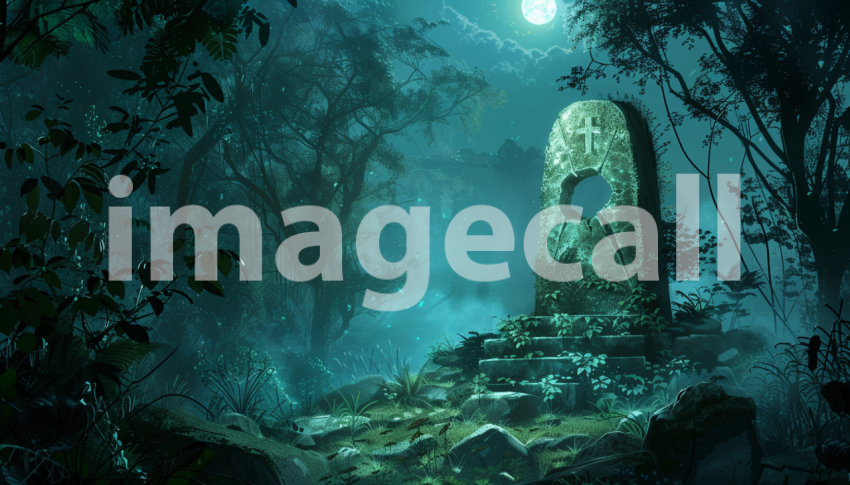 Cspreeti Digital illustration of an ancient stone altar hidde 960a3c94 fbb5 4016 85b6 71a8c4b95b8f 3