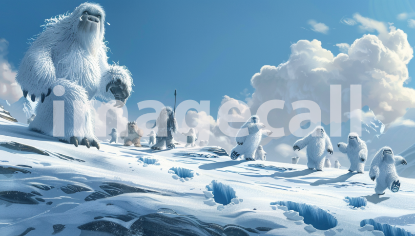 Cspreeti Digital illustration of young Yetis playing hide and fa082248 5abf 4100 bdf4 06e2e08b9422 3