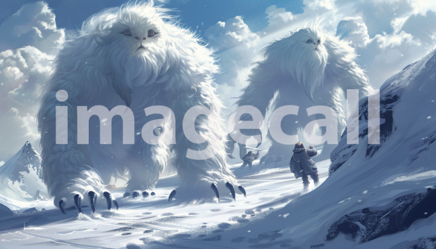 Cspreeti Digital illustration of young Yetis playing hide and fa082248 5abf 4100 bdf4 06e2e08b9422 0