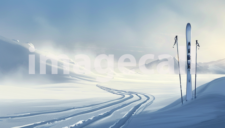 Cspreeti Digital illustration of a pair of skis left standing 75ac390e e937 4e0e a092 91fbb5ace148 0