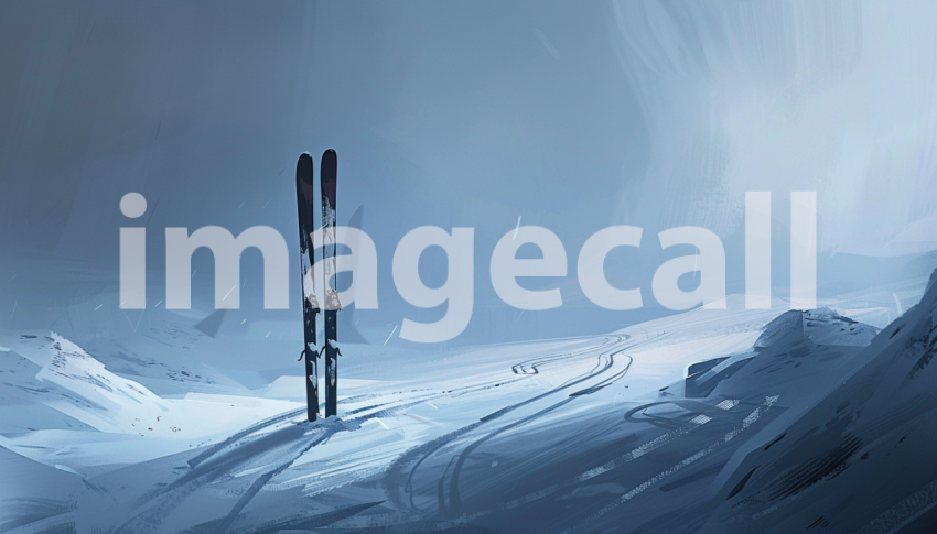 Cspreeti Digital illustration of a pair of skis left standing 75ac390e e937 4e0e a092 91fbb5ace148 3