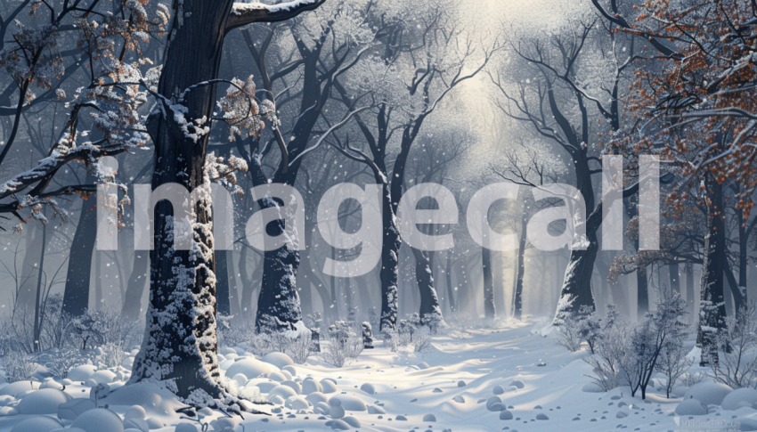 Cspreeti Digital illustration of a silent snowy forest with t 18ee62df a96b 43df 9c9f 12f728ffd630 3