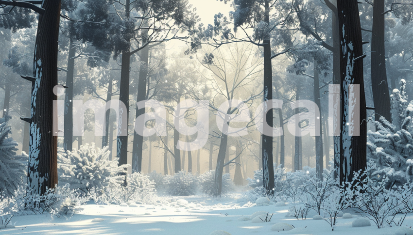 Cspreeti Digital illustration of a silent snowy forest with t 18ee62df a96b 43df 9c9f 12f728ffd630 2