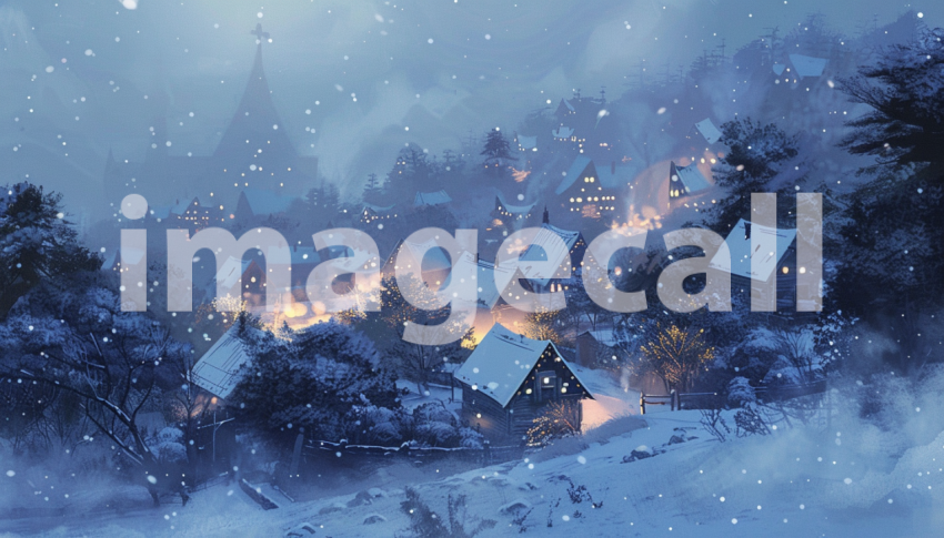 Cspreeti Digital illustration of a small snow covered village e53b25ad 3d64 4661 bad6 5c1fc1fff344 0