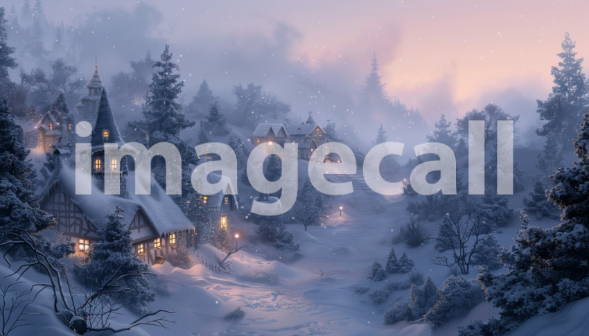 Cspreeti Digital illustration of a small snow covered village e53b25ad 3d64 4661 bad6 5c1fc1fff344 2