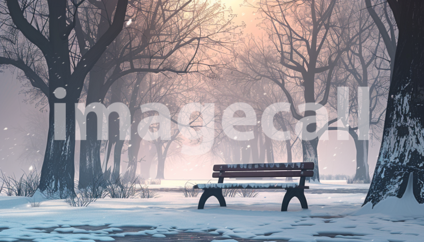 Cspreeti Digital illustration of a snow laden bench in a dese 11f210aa d007 45c3 b306 8aba9d695c69 0
