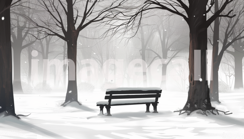 Cspreeti Digital illustration of a snow laden bench in a dese 11f210aa d007 45c3 b306 8aba9d695c69 3