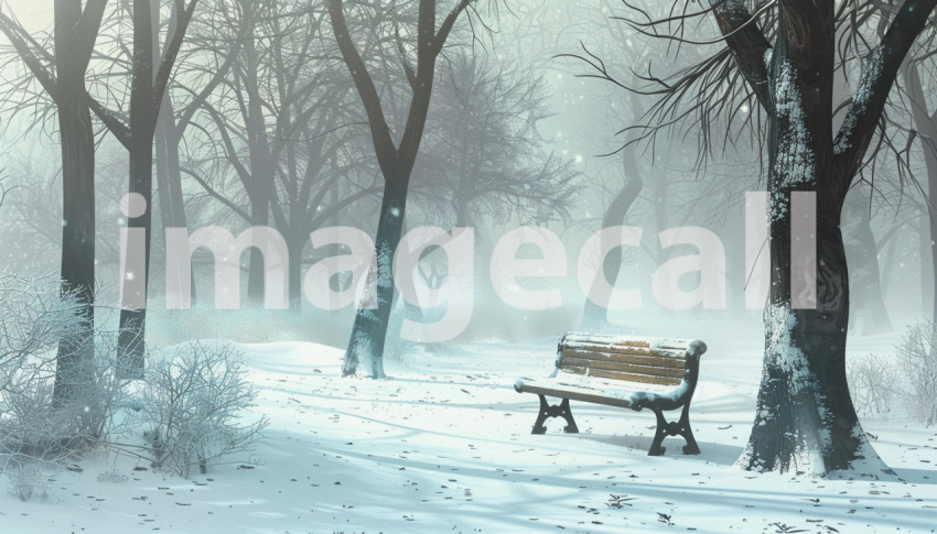 Cspreeti Digital illustration of a snow laden bench in a dese 11f210aa d007 45c3 b306 8aba9d695c69 2