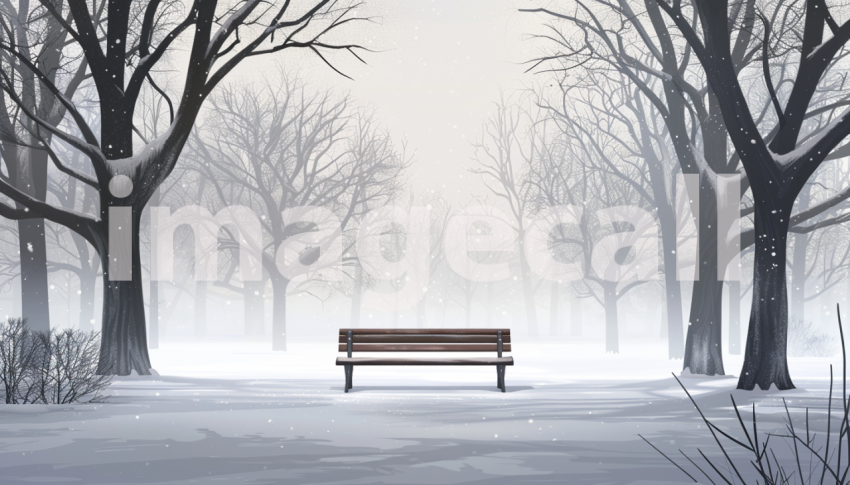 Cspreeti Digital illustration of a snow laden bench in a dese 11f210aa d007 45c3 b306 8aba9d695c69 1