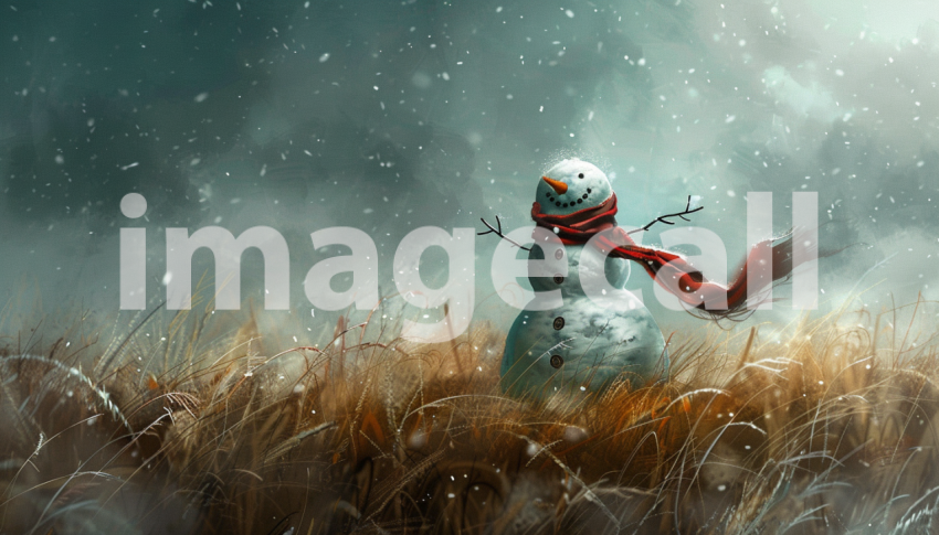 Cspreeti Digital illustration of a snowman standing guard in  f15d74a9 b311 41a9 bfec 52ccfa914974 0