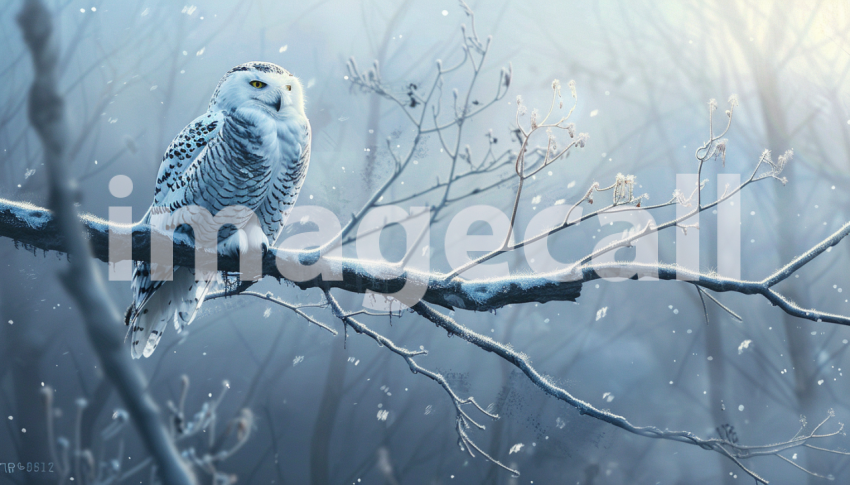 Cspreeti Digital illustration of a snowy owl perched on a fro 2c66c7f0 6b90 4866 afbc 2b1d05b456d7 2