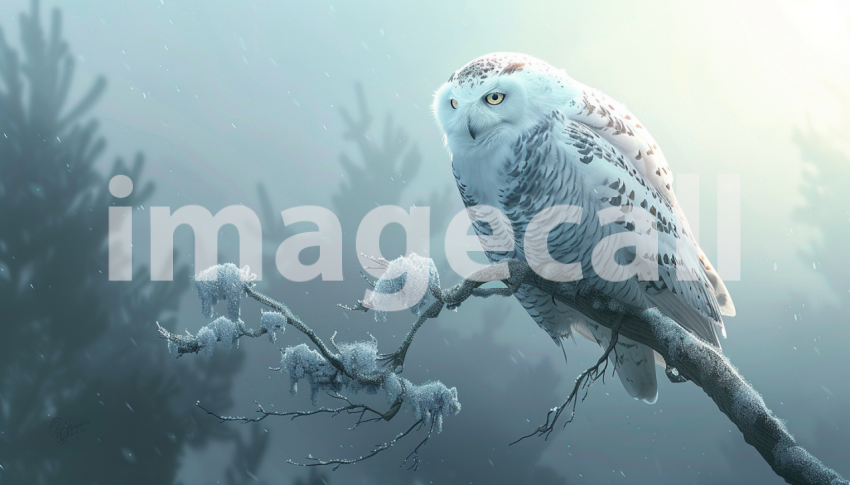 Cspreeti Digital illustration of a snowy owl perched on a fro 2c66c7f0 6b90 4866 afbc 2b1d05b456d7 3