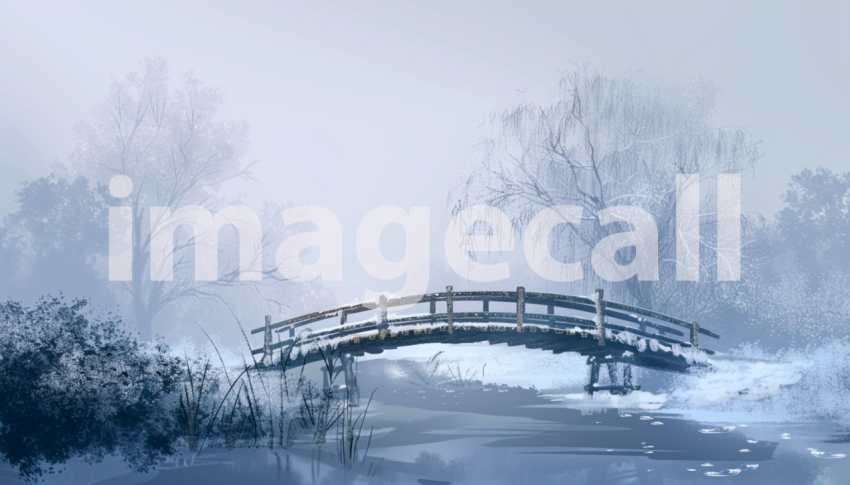 Cspreeti Digital illustration of a frost covered bridge over  01fde4a6 e81f 4054 80d6 12c62de3335c 0