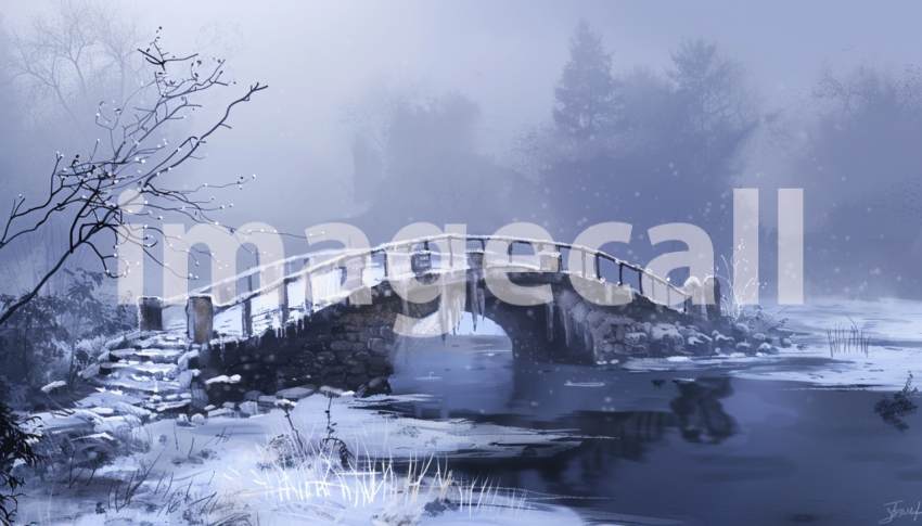 Cspreeti Digital illustration of a frost covered bridge over  01fde4a6 e81f 4054 80d6 12c62de3335c 1