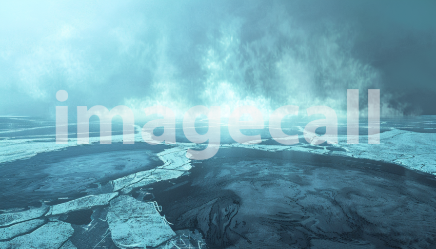 Cspreeti Digital illustration of a frozen lake the ice cracke 960f5af2 cdb8 4abb 9970 16087dcdc391 0