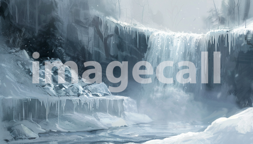 Cspreeti Digital illustration of a frozen waterfall its casca d9b498e2 2872 411c 8c81 2995b6a347f0 0
