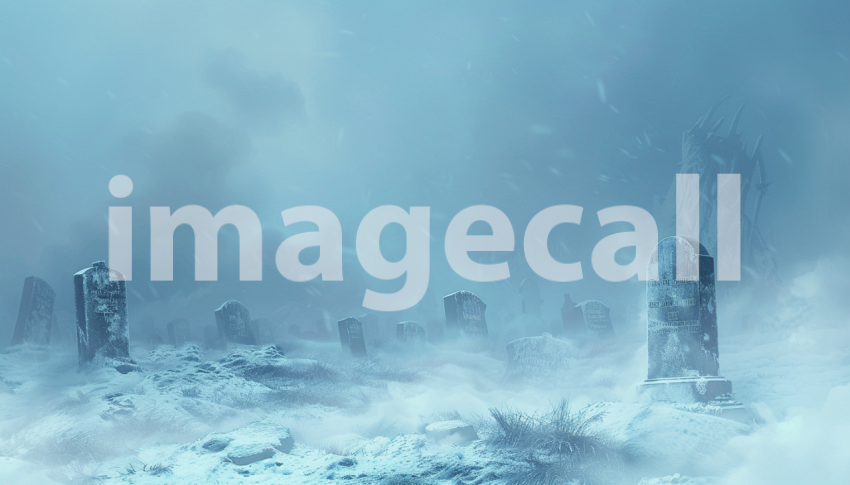 Cspreeti Digital illustration of a snow covered graveyard wit 0d12d0d0 390b 44ff 90f2 24fa815c1fc6 2