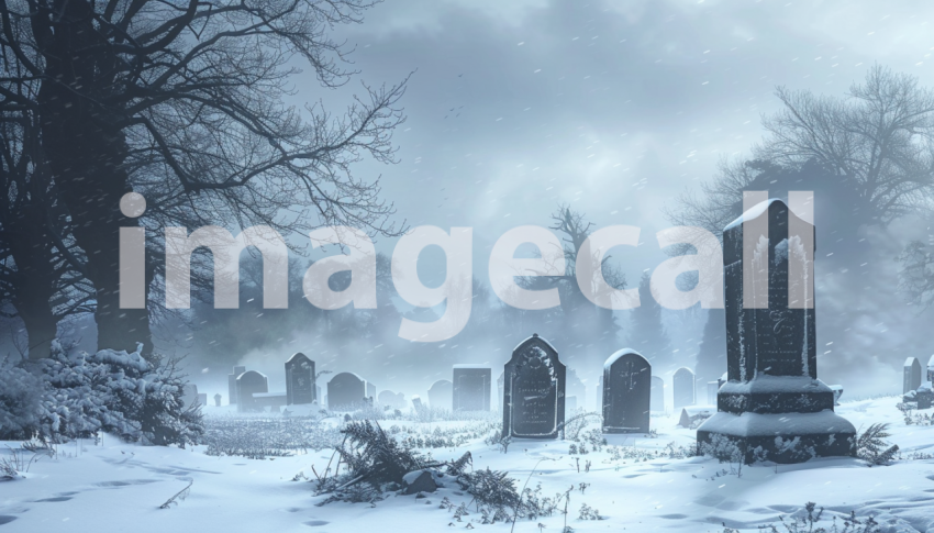 Cspreeti Digital illustration of a snow covered graveyard wit 0d12d0d0 390b 44ff 90f2 24fa815c1fc6 3