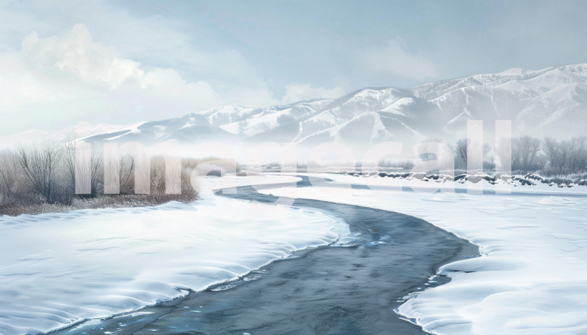 Cspreeti Digital illustration of a frozen river winding throu 35ffcd02 6d88 4df2 811f 4daf080a062d 3