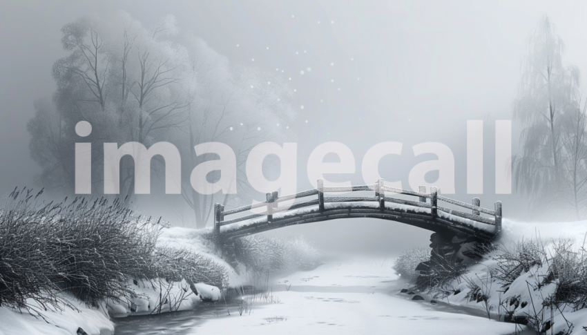 Cspreeti Digital illustration of a frost covered bridge over  01fde4a6 e81f 4054 80d6 12c62de3335c 3