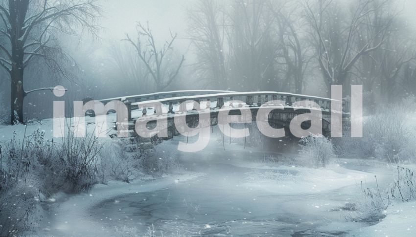 Cspreeti Digital illustration of a frost covered bridge over  01fde4a6 e81f 4054 80d6 12c62de3335c 2
