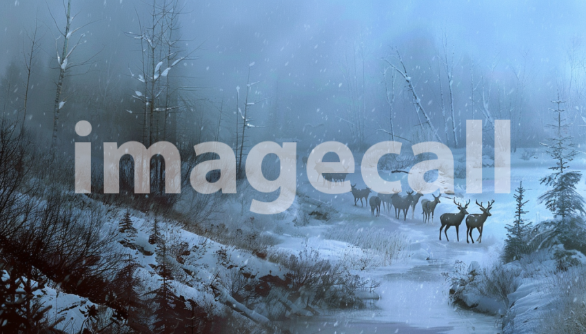 Cspreeti Digital illustration of a ghostly caravan of deer mo ea9aabb8 389b 4a20 a070 7f9db14b5d74 0