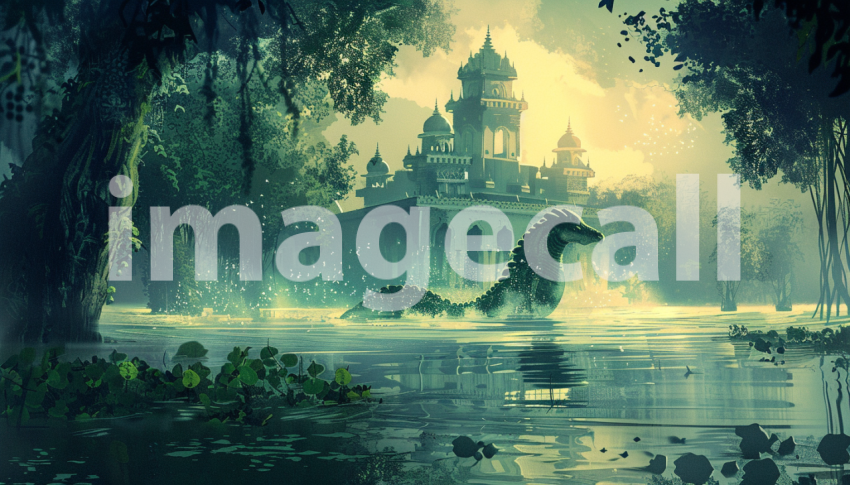 Cspreeti Digital illustration of a mythical creature emerging 50973f53 67b8 4fff abba 9e85a14e19d3 3