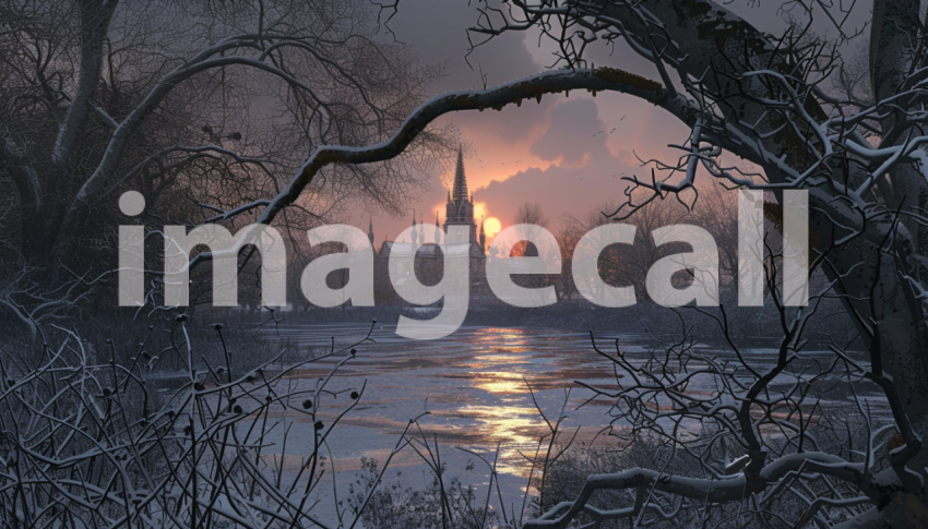Cspreeti Digital illustration of a winters eve on the swamp r 618dbd6a 675d 4402 9732 c522cda06430 0