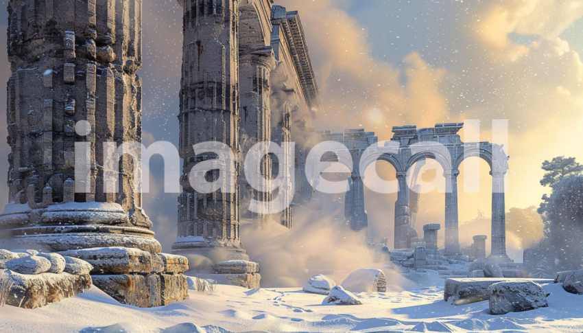 Cspreeti Digital illustration of ancient ruins covered in sno c9e28ab0 9e2b 4d1f b09a 3389958349df 1