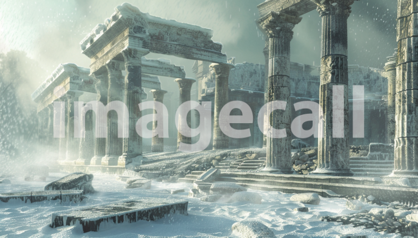 Cspreeti Digital illustration of ancient ruins covered in sno c9e28ab0 9e2b 4d1f b09a 3389958349df 0