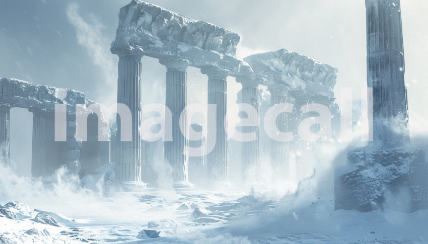 Cspreeti Digital illustration of ancient ruins covered in sno c9e28ab0 9e2b 4d1f b09a 3389958349df 2