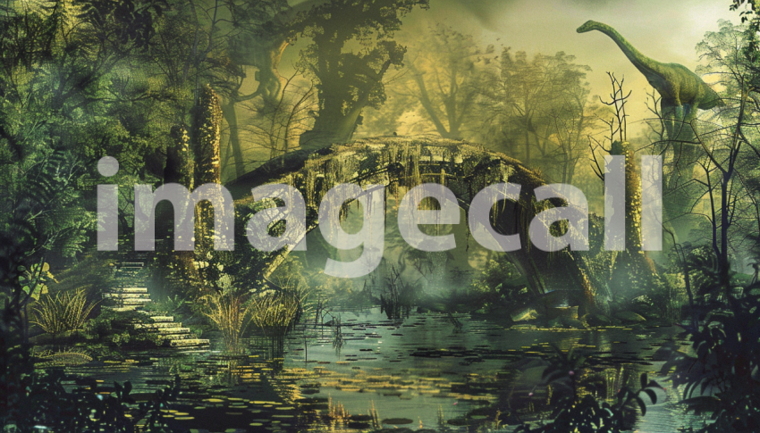 Cspreeti Digital illustration of an ancient bridge crossing t f50f7b71 d329 430d b93c afcb2494f6b1 0