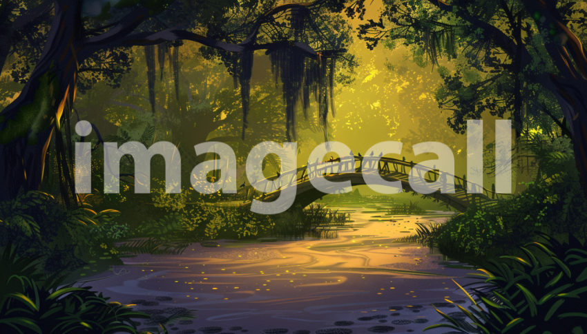 Cspreeti Digital illustration of an ancient bridge crossing t f50f7b71 d329 430d b93c afcb2494f6b1 1