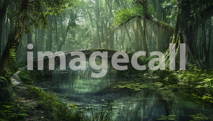 Cspreeti Digital illustration of an ancient bridge crossing t f50f7b71 d329 430d b93c afcb2494f6b1 2