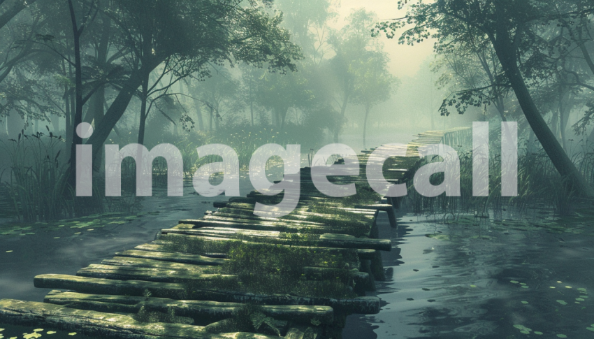 Cspreeti Digital illustration of an ancient bridge crossing t f50f7b71 d329 430d b93c afcb2494f6b1 3