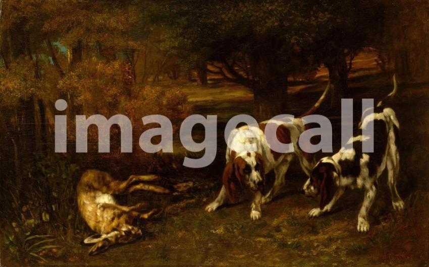 Hunting Dogs with Dead Hare (1857)